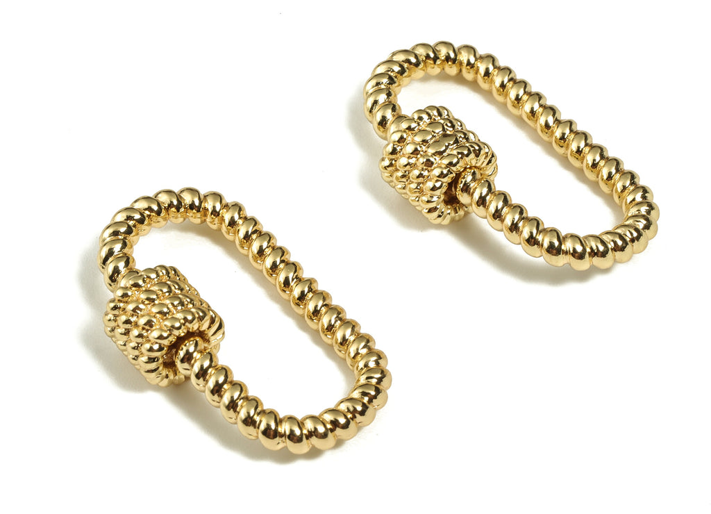 Twisted Oval Pendant Charm - Brass Gold Plated Earring Charm - 18K Real Gold Plated Brass – Jewelry Supplies - 29.03× 17.04×7.46mm - RGP3187 - DOMEDBAZAAR