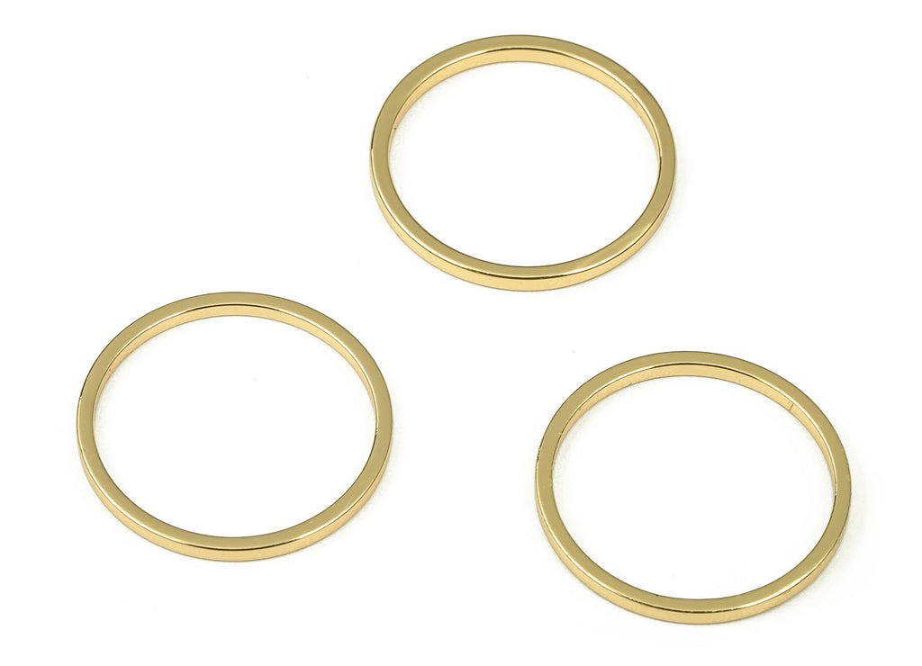 Brass Round Connector - Gold Round Links - Brass Circle Connector - 18K Real Gold Plated  Brass - Jewelry Supplies - 16x1x1mm - RGP3310-16 - DOMEDBAZAAR