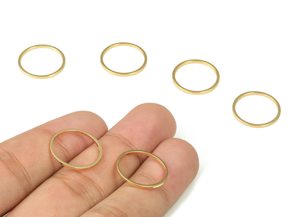 Gold Plated Circle Rings – Round Brass Circle Connectors – Round Links - 18K Real Gold Plated Brass – Jewelry Making - 19×1×1mm - RGP3310-19 - DOMEDBAZAAR
