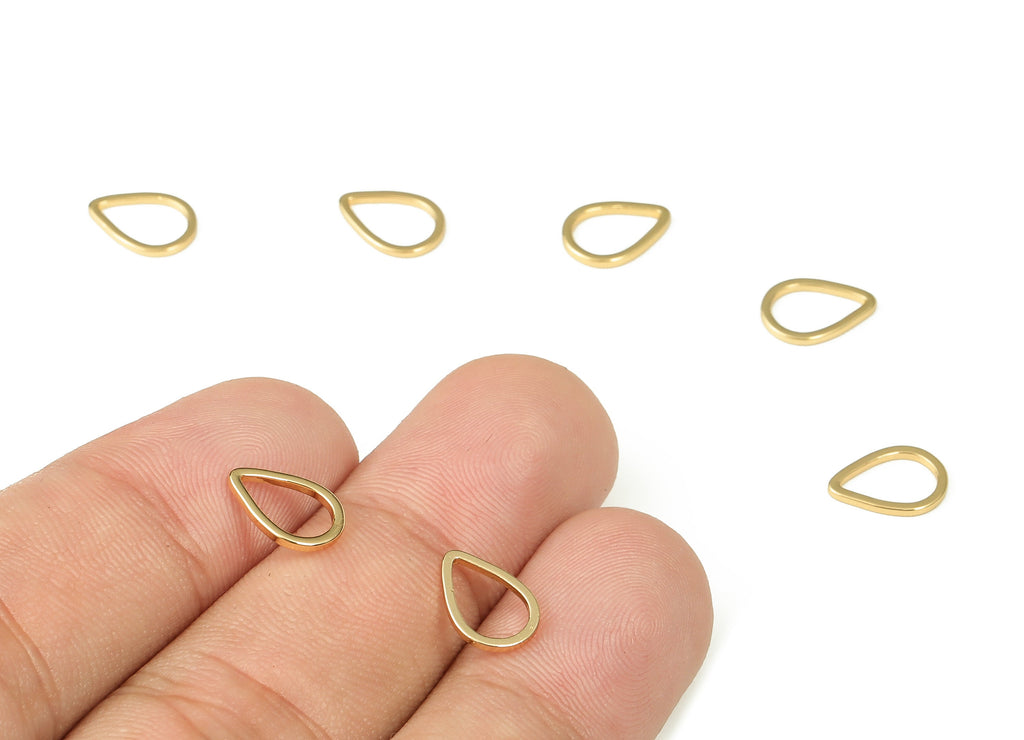 Tear Drop Connector – Brass Tear Drop Pendant - Drop Earring Charms - 18K Real Gold Plated Brass – Jewelry Supplies - 10x7x1mm - RGP3314-10 - DOMEDBAZAAR