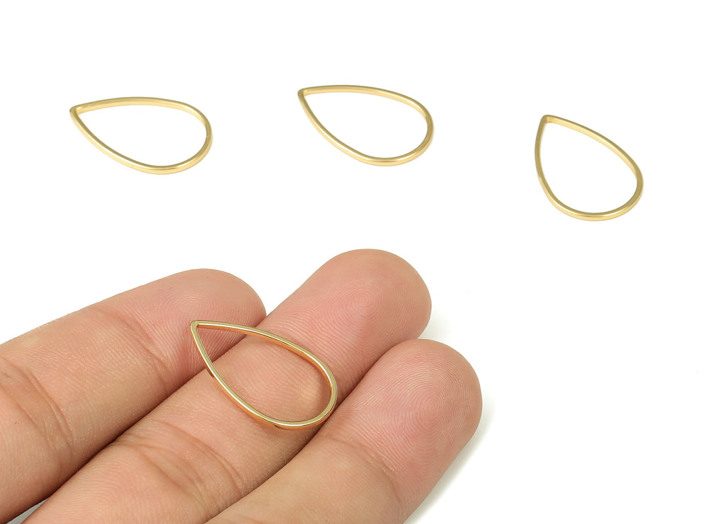 Drop Earring Charm – Brass Drop Pendant Charms - Drop Connectors - 18K Real Gold Plated Brass – Jewelry Supplies - 22x14x1mm - RGP3314-22 - DOMEDBAZAAR