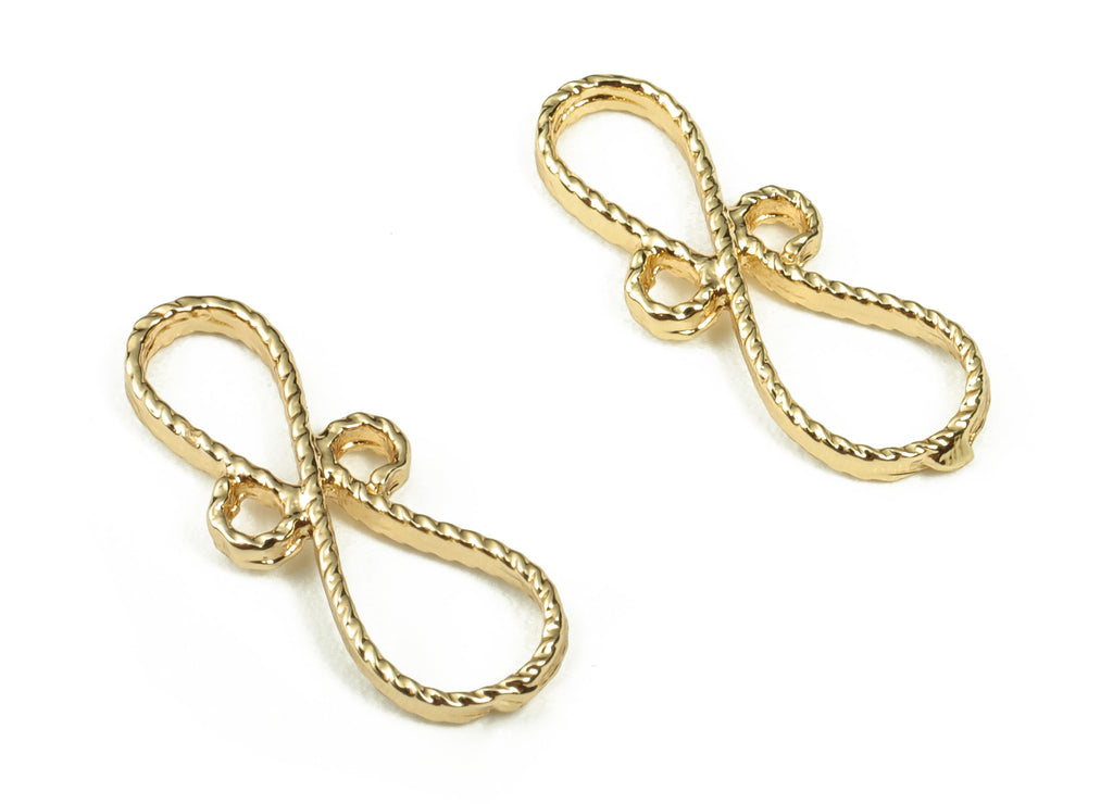 Brass Twisted Charm Connector - Raw Brass Connectors - 18k Real Gold Plated Brass Charm - Jewelry Making Supplies -15.59x5.74x1.13mm-RGP3363 - DOMEDBAZAAR