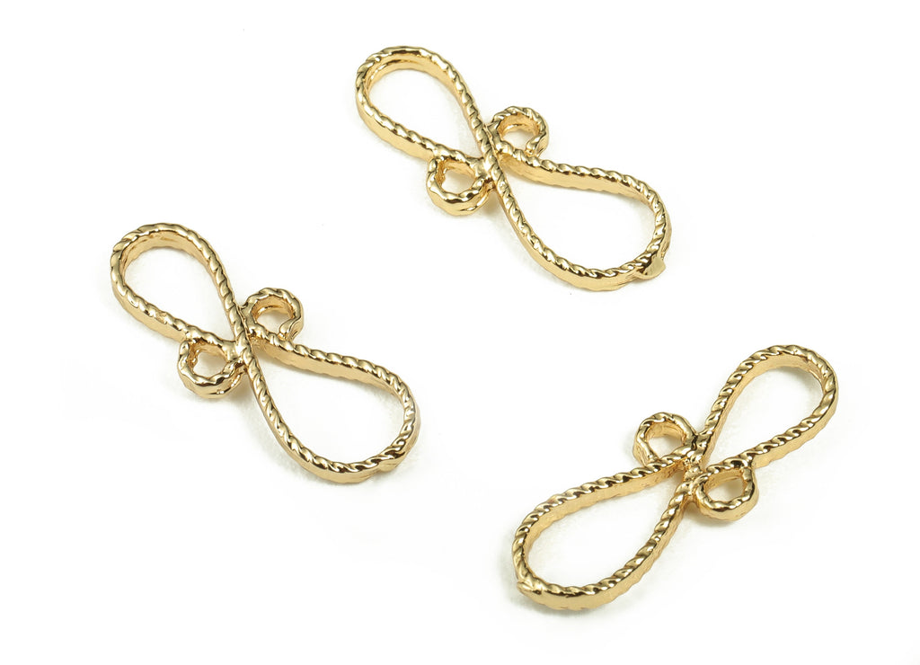 Brass Twisted Charm Connector - Raw Brass Connectors - 18k Real Gold Plated Brass Charm - Jewelry Making Supplies -15.59x5.74x1.13mm-RGP3363 - DOMEDBAZAAR