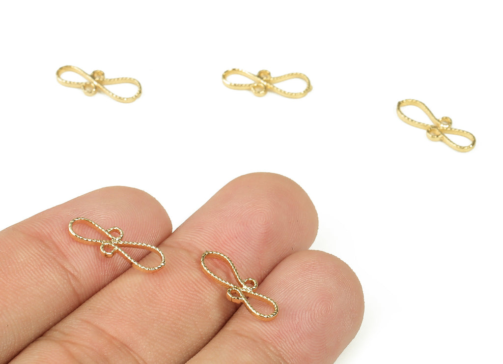 Brass Twisted Charm Connector - Raw Brass Connectors - 18k Real Gold Plated Brass Charm - Jewelry Making Supplies -15.59x5.74x1.13mm-RGP3363 - DOMEDBAZAAR
