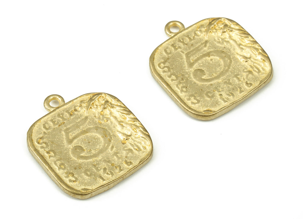 Brass Square Earring Charms - Raw Brass Symbol Pendant - Earrings Finding - Jewelry Making Supplies - 17.58x15.59x1.92mm - PP4545 - DOMEDBAZAAR