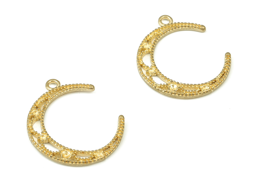 Brass Crescent Earring Charms - Raw Brass Moon Pendant - Earrings Finding - Jewelry Making Supplies - 19.37x16.09x1.35mm - PP4539 - DOMEDBAZAAR