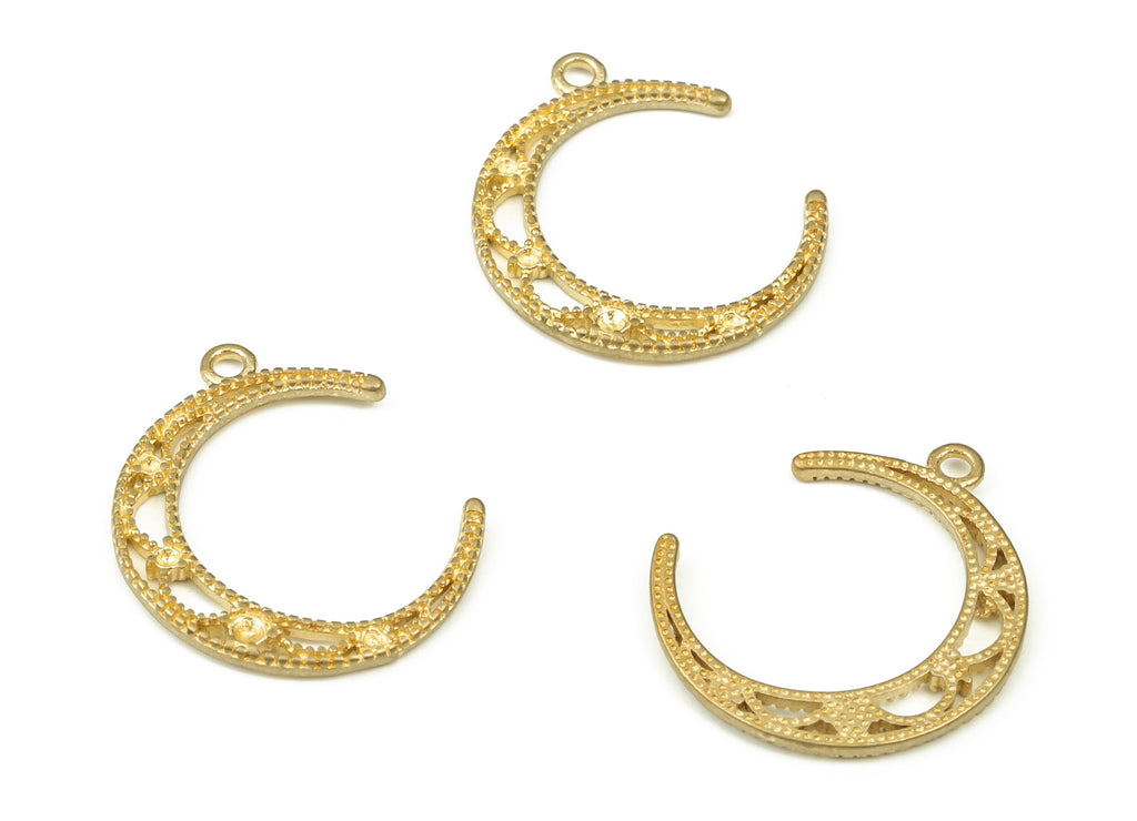 Brass Crescent Earring Charms - Raw Brass Moon Pendant - Earrings Finding - Jewelry Making Supplies - 19.37x16.09x1.35mm - PP4539 - DOMEDBAZAAR