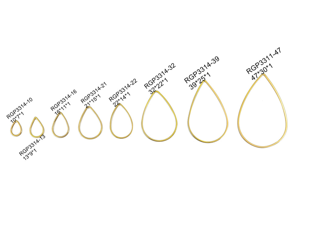 Drop Earring Charms - Brass Drop Connector - Drop Pendant Charms - 18K Real Gold Plated Brass – DIY Jewelry Supplies - 13x9x1mm - RGP3314-13 - DOMEDBAZAAR
