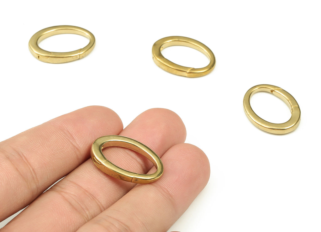 Brass Oval Clap Earring Connector - Raw Brass Oval Earring Charms - Brass Clips Parrot - Jewelry Making Supplies - 23x17x2.55mm - PP4439 - DOMEDBAZAAR
