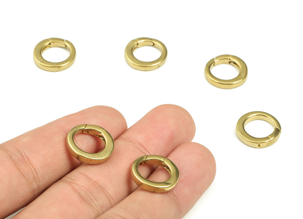Brass Round Clap Earring Connector - Raw Brass Circle Earring Charms - Brass Clips Parrot - Jewelry Supplies - 15.25x15.25x2.5mm - PP4437 - DOMEDBAZAAR