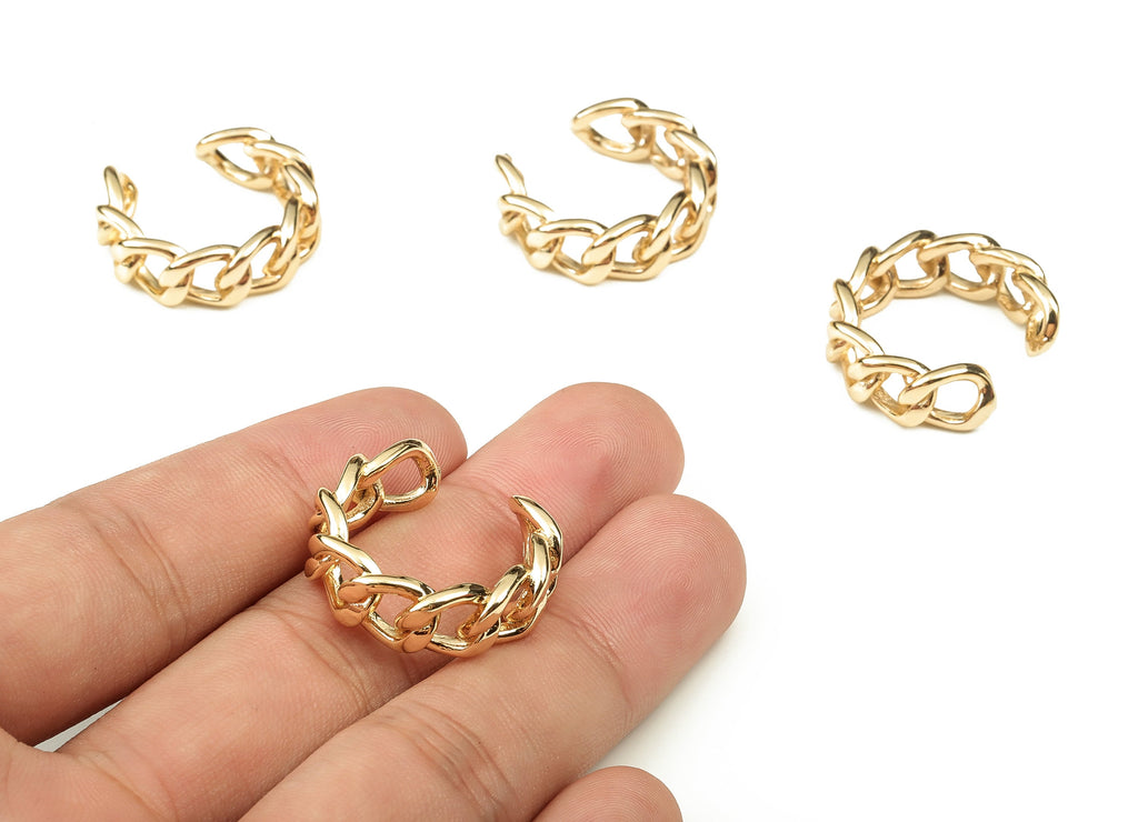 Brass Ear Cuff No Piercing - Earring Cuff - Ear Cuff non pierced - Fake Piercing – 18K Real Gold Plated Brass - 25.59x23.66x7.94mm - RGP3416 - DOMEDBAZAAR