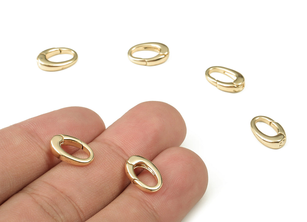 Brass Oval Clap Earring Connector - Gold Oval Earring Charms - Gold Clips Parrot - 18K Real Gold Plated Brass - 12.11x8.05x3.01mm - RGP3832 - DOMEDBAZAAR
