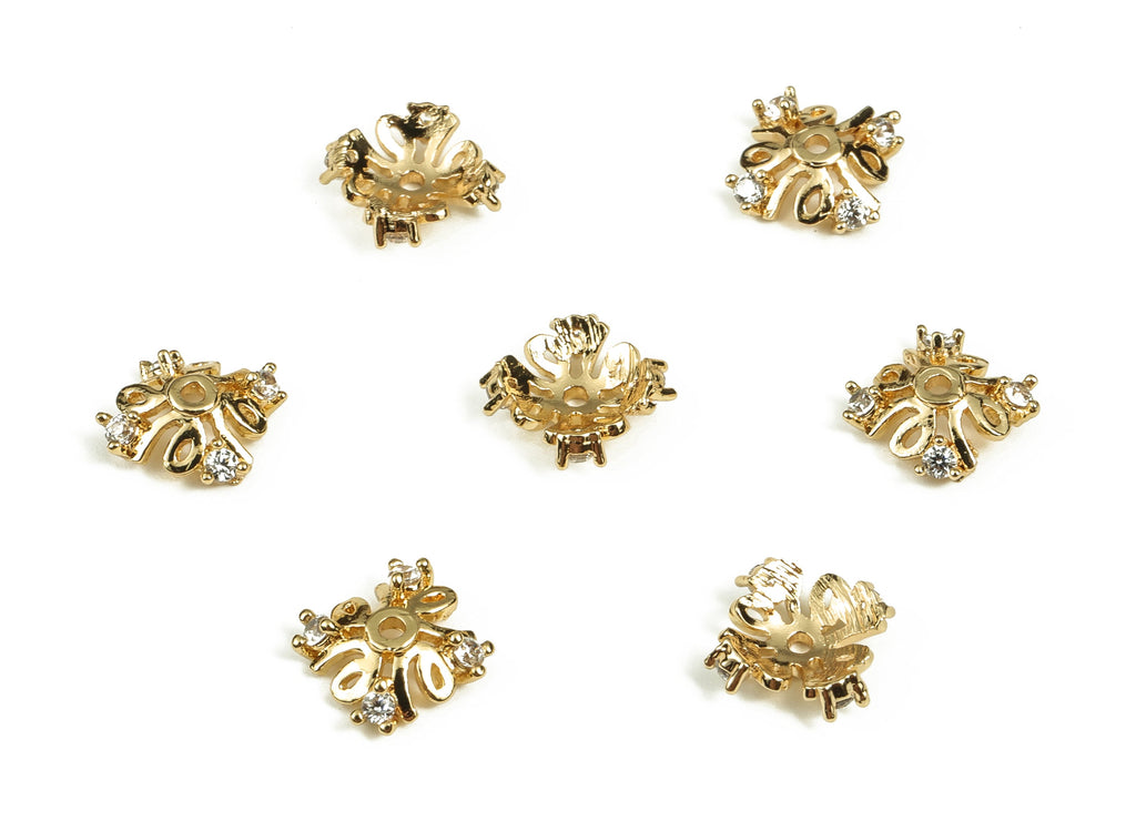 Flower Bead End Caps With Zircons - Spacer Bead Caps - 18K Gold Plated Brass Bracelet Beads Cap – Jewelry Supplies - 8.5x8.5x2.4mm – RGP3880 - DOMEDBAZAAR