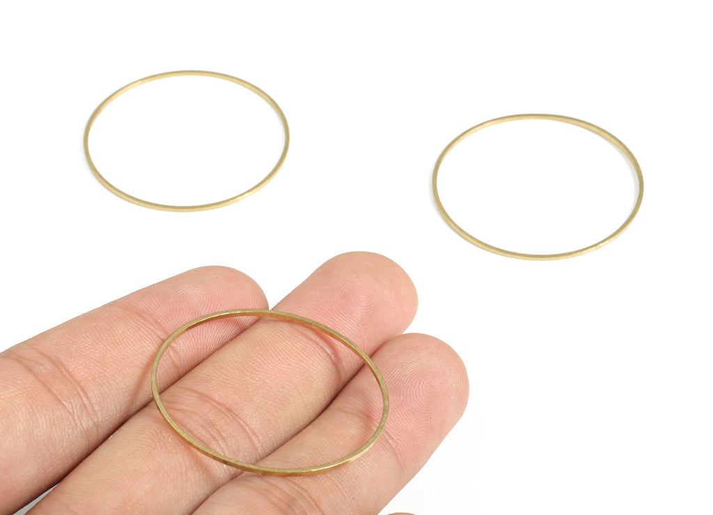 Brass Round Pendants - Brass Round Links- Raw Brass Circle Connector - Earring Findings - Jewelry Making SuPPlies - 35x0.8x0.8mm - PP4137-35 - DOMEDBAZAAR