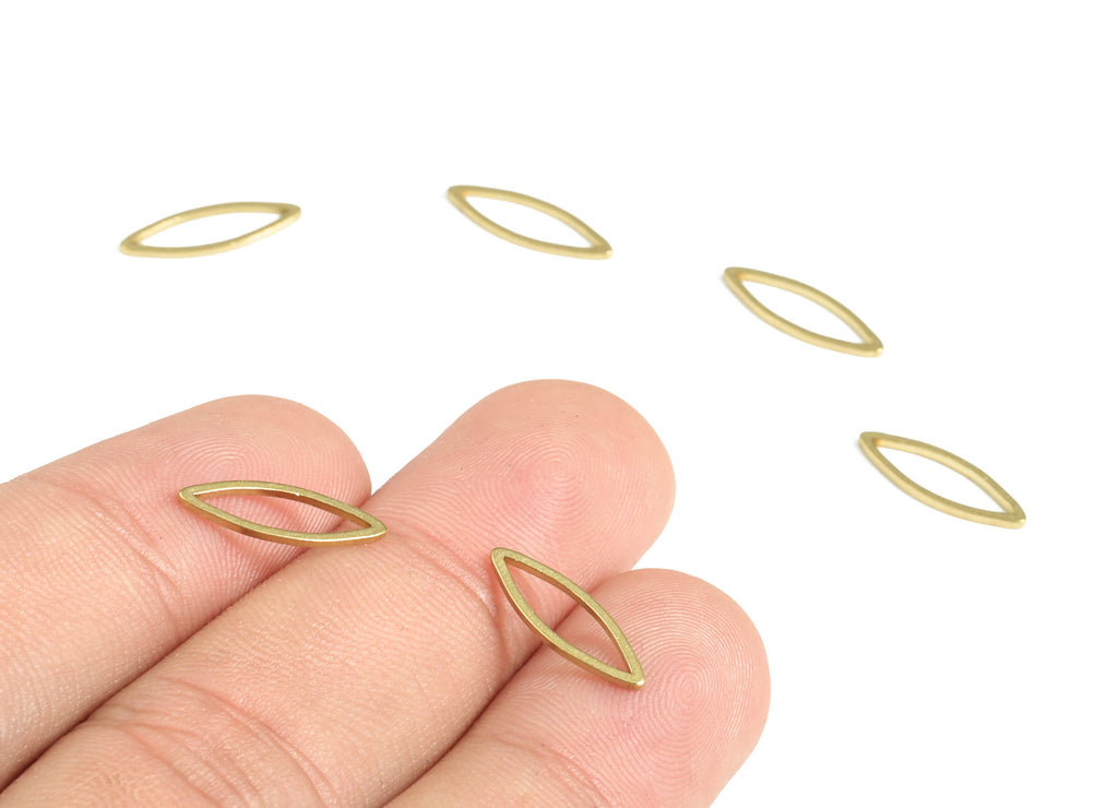 Raw Brass Marquise Links – Geometric Eye Shape Marquise Connectors – Marquise Link Rings - Jewelry Supplies - 15x5.0x0.8mm - PP4145-15 - DOMEDBAZAAR