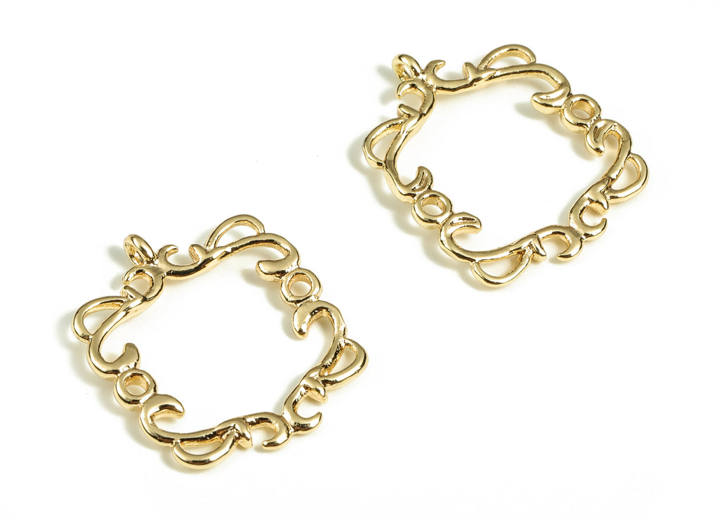 Brass Irregular Earring Charms - Gold Knot Pendant - 18K Real Gold Plated Brass - Jewelry Making Supplies - 18.05x15.81x1.48mm - RGP3892 - DOMEDBAZAAR
