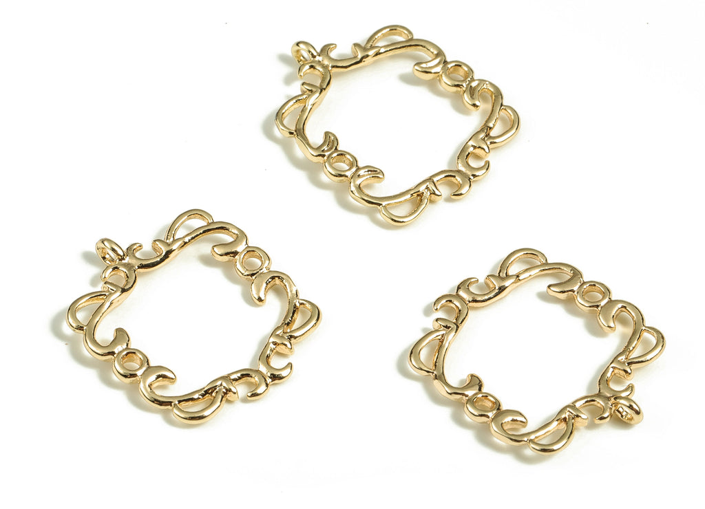 Brass Irregular Earring Charms - Gold Knot Pendant - 18K Real Gold Plated Brass - Jewelry Making Supplies - 18.05x15.81x1.48mm - RGP3892 - DOMEDBAZAAR