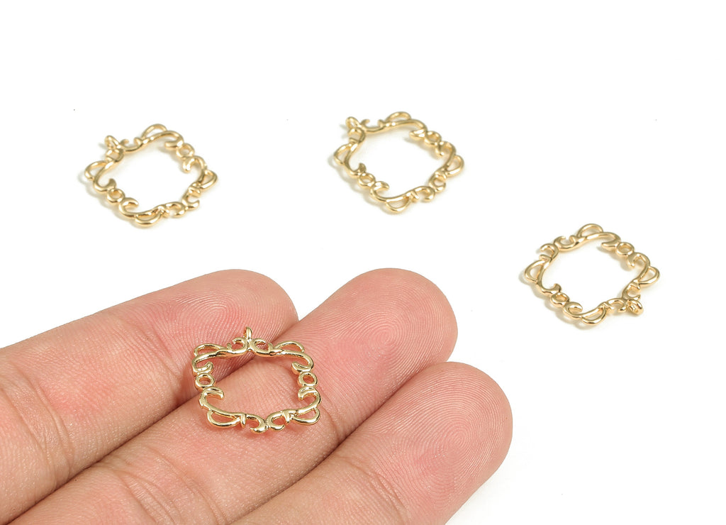 Brass Irregular Earring Charms - Gold Knot Pendant - 18K Real Gold Plated Brass - Jewelry Making Supplies - 18.05x15.81x1.48mm - RGP3892 - DOMEDBAZAAR