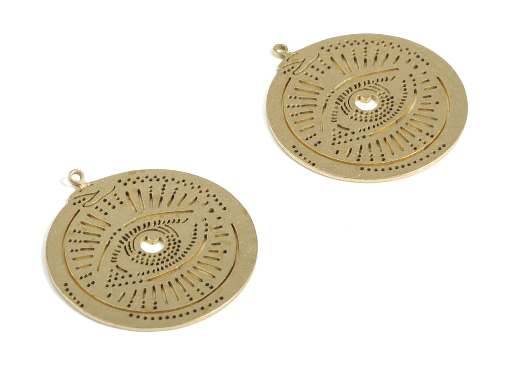 Brass Circle Eye Pendant Charm - Raw Brass Round Eye Earring Charms – Earring Findings - Jewelry Making Supplies -23.56x21.72x0.59mm -PP4169 - DOMEDBAZAAR