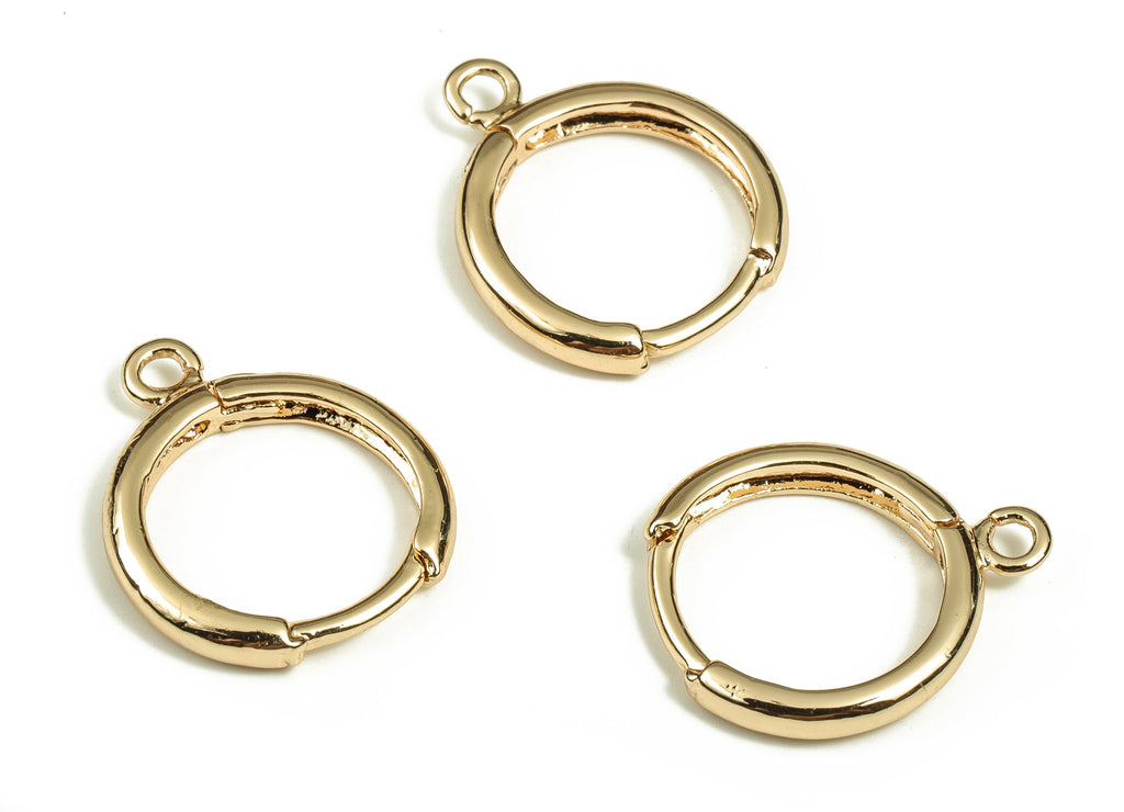 Brass Earring Round Huggie - Gold Earring Hoop Huggie – 18K Real Gold Plated Brass - Jewelry Making Supplies - 16.51x13.78x2.23mm - RGP3532 - DOMEDBAZAAR