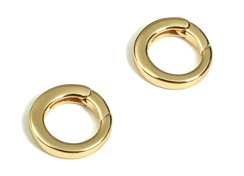 Brass Spring Clasps - Gold Circle Shaped Ring - Open Spring Clasp - 18K Real Gold Plated Bras - Jewelry Supplies - 15.6x15.2x2.7mm - RGP3481 - DOMEDBAZAAR