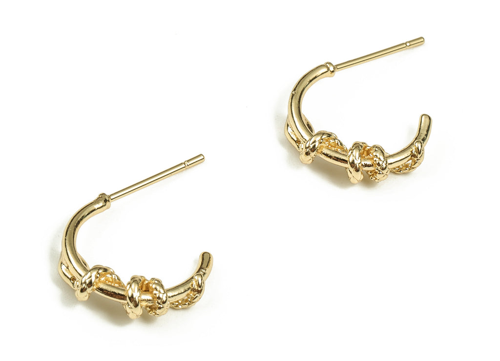 Brass Snake Earring Post - Gold Snake Earring Stud - 18K Real Gold Plated Brass Hoops - Stainless Steel Studs -15.58x12.18x4.41mm- RGP3707 - DOMEDBAZAAR