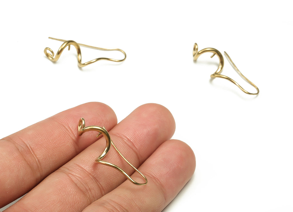 Brass Curved Earring Hooks - Raw Brass Earring Wires - Earring Findings - Brass Stud - Jewellery Making Supplies -32.7x9.62x9.22mm- PP4454 - DOMEDBAZAAR