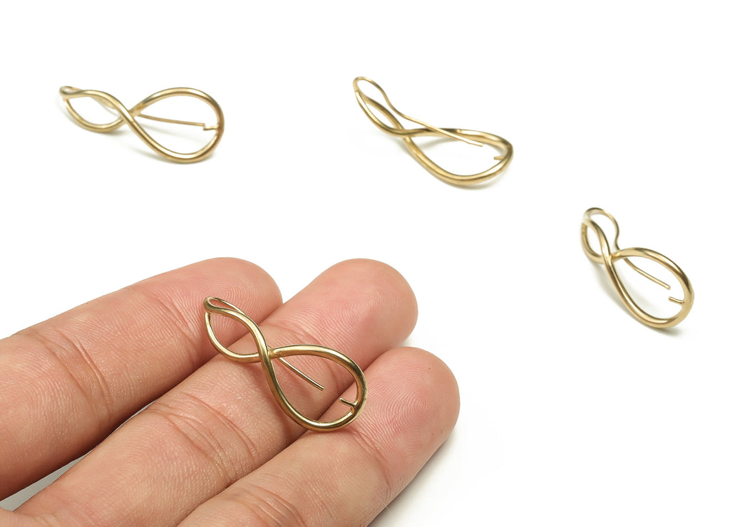 Brass Curved Earring Hooks - Raw Brass Earring Wires - Earring Findings - Brass Stud - Jewellery Supplies - 30.01x12.73x3.3mm - PP4458 - DOMEDBAZAAR