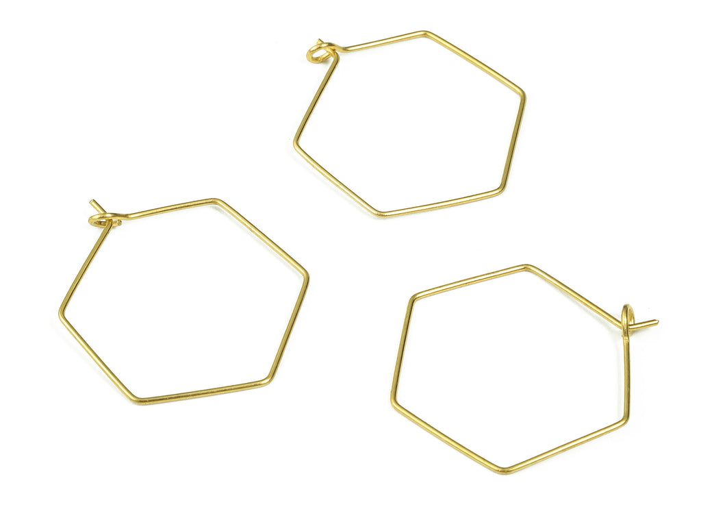 Brass Octagon Hoop Earrings - Brass Geometric Hoop Earring - Honey Hoops – Earring Findings - Jewelry Supplies - 28.06x24.43x0.66mm - PP4375 - DOMEDBAZAAR