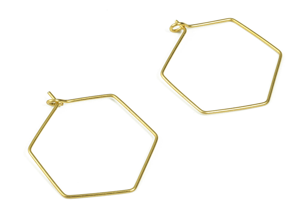 Brass Octagon Hoop Earrings - Brass Geometric Hoop Earring - Honey Hoops – Earring Findings - Jewelry Supplies - 28.06x24.43x0.66mm - PP4375 - DOMEDBAZAAR