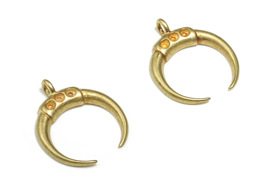Brass Crescent Earring Charms - Raw Brass Moon Pendant - Earring Finding - Jewelry Making Supplies - 12.77x10.88x2.36mm - PP4555 - DOMEDBAZAAR