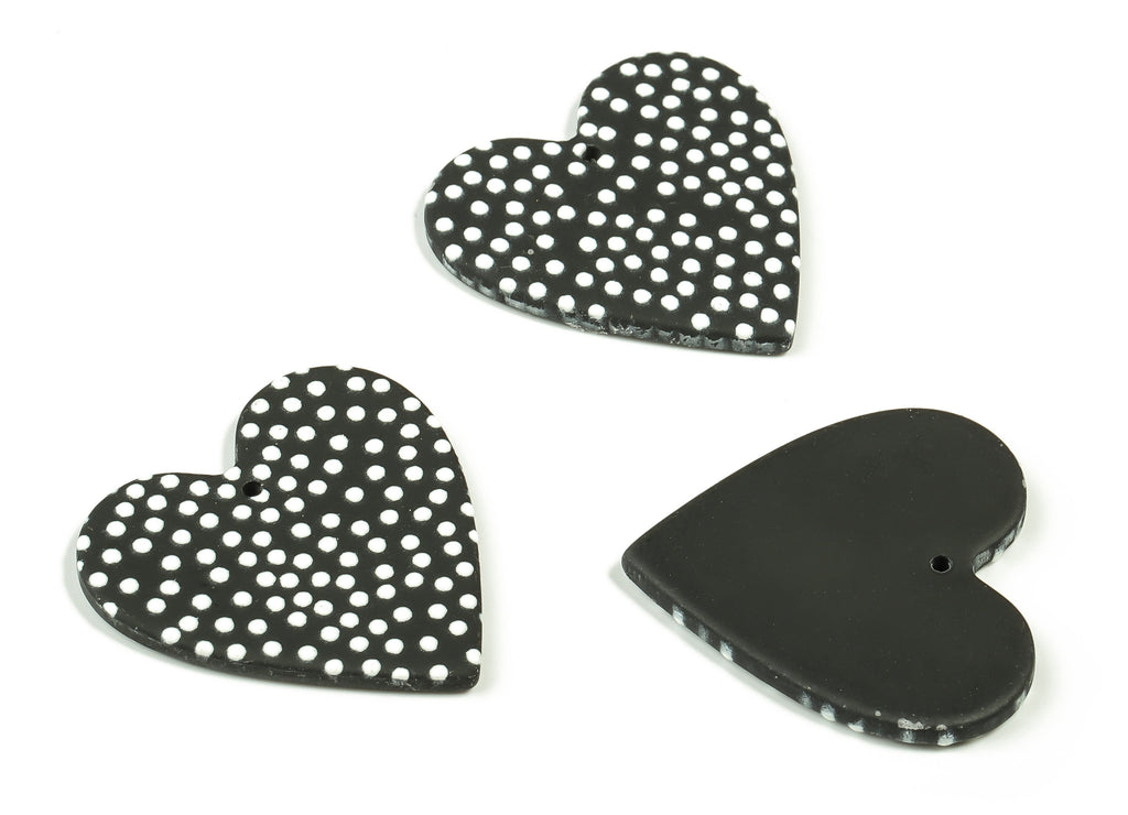 Acrylic Heart Earring Charms - Acrylic Heart black Pendant - Earring Jewelry Findings - Color Code: A662 - 31.17x30.34x2.73mm - AC1431-A662 - DOMEDBAZAAR