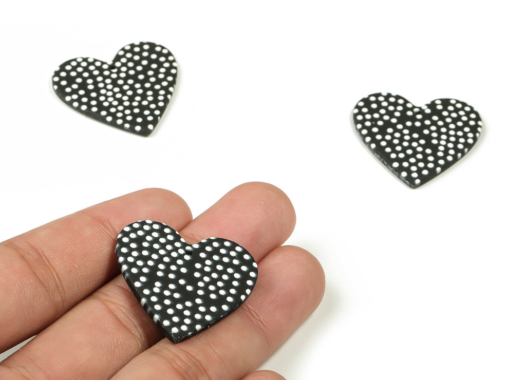 Acrylic Heart Earring Charms - Acrylic Heart black Pendant - Earring Jewelry Findings - Color Code: A662 - 31.17x30.34x2.73mm - AC1431-A662 - DOMEDBAZAAR