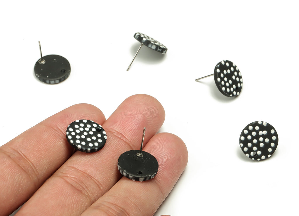Acrylic Round Earring Stud - Acrylic Round Earring Post - Earring Post Findings - Color Code: A662 - 14.27x14.27x2.55mm - AC1672-A662 - DOMEDBAZAAR