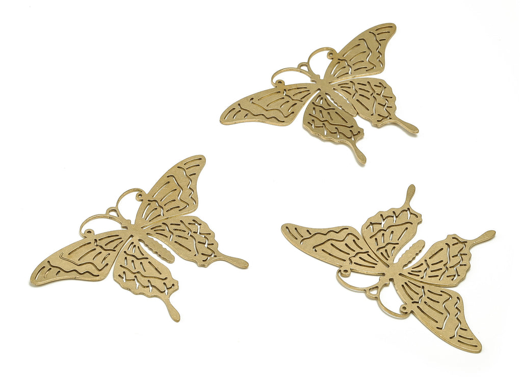 Brass Butterfly Earring Charms - Raw Brass Butterfly Pendant - Earring Findings - Jewelry Making Supplies - 35.27x55.8x0.9mm - PP4581 - DOMEDBAZAAR