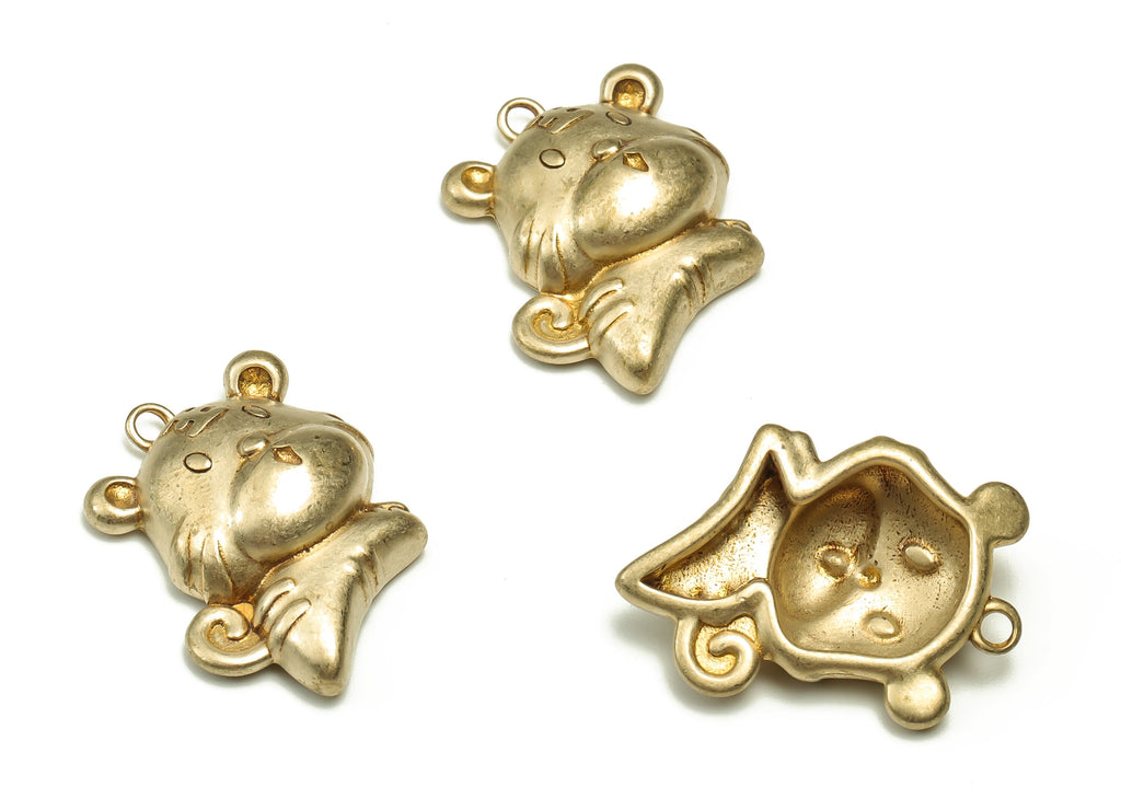 Brass Tiger Earring Charms - Raw Brass Tiger Pendant - Earring Findings - Jewelry Making Supplies - 19.69x14.64x5.56mm - PP4675 - DOMEDBAZAAR