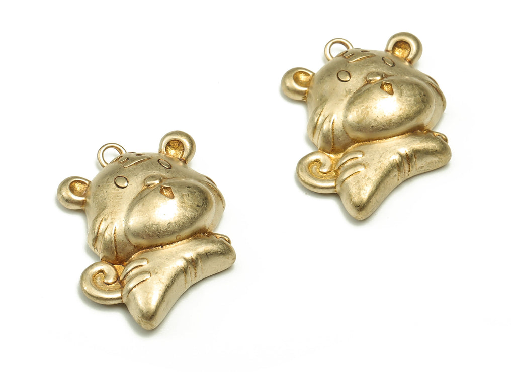 Brass Tiger Earring Charms - Raw Brass Tiger Pendant - Earring Findings - Jewelry Making Supplies - 19.69x14.64x5.56mm - PP4675 - DOMEDBAZAAR