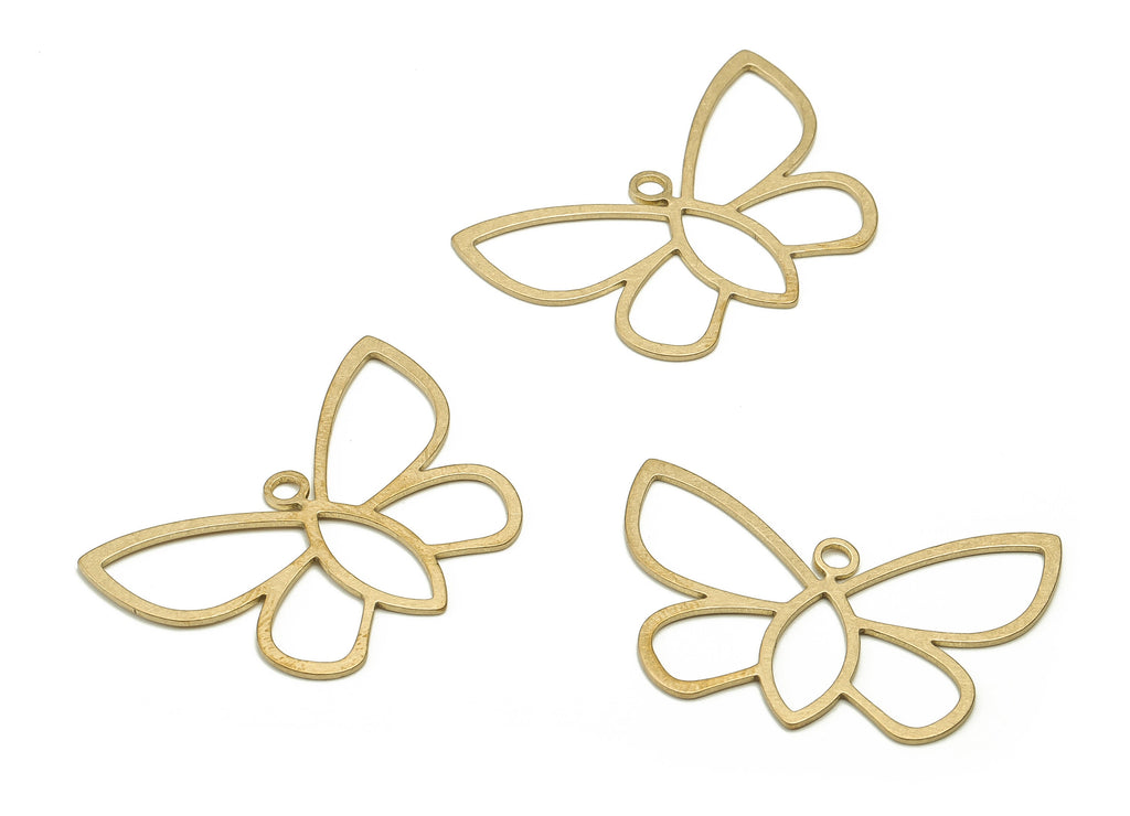 Brass Butterfly Earring Charms - Raw Brass Butterfly Pendant - Earring Findings - Jewelry Making Supplies - 23.25x33.65x0.72mm - PP4580 - DOMEDBAZAAR