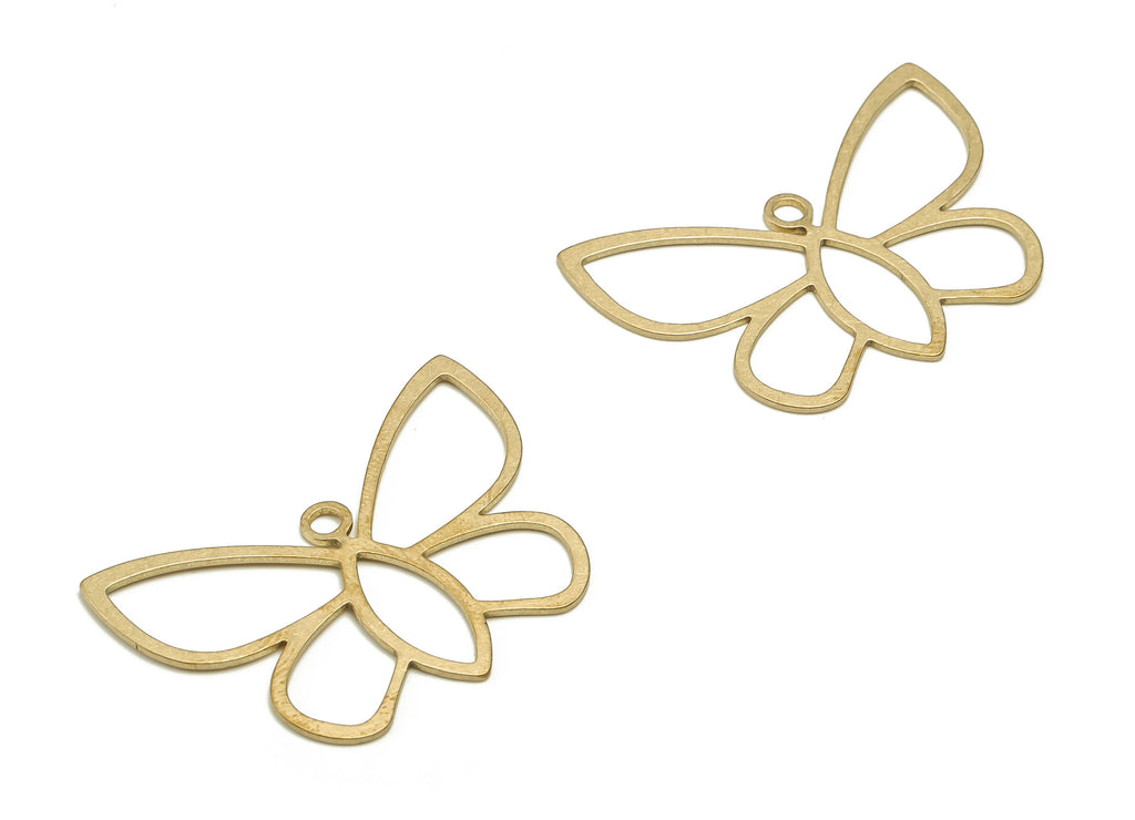 Brass Butterfly Earring Charms - Raw Brass Butterfly Pendant - Earring Findings - Jewelry Making Supplies - 23.25x33.65x0.72mm - PP4580 - DOMEDBAZAAR
