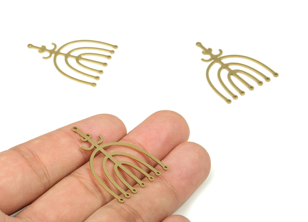Brass Flowers Earring Connector - Raw Brass Flowers Earrings Charm and Pendant Charm - DIY Making Jewelry Supplies -35.14x26.1x0.74mm-PP4355 - DOMEDBAZAAR