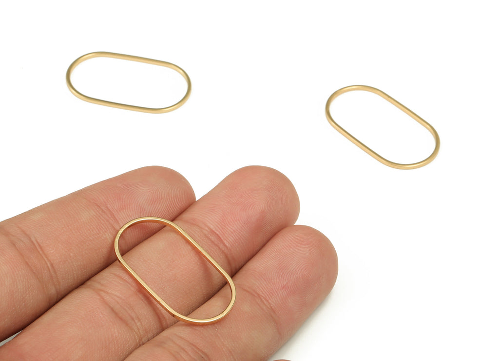Brass Oval Earring Charms - Gold Oval Pendant - 18K Real Gold Plated  Brass - Earring Finding - Jewelry SuPPlies - 28x15x0.85mm - RGP3315 - DOMEDBAZAAR