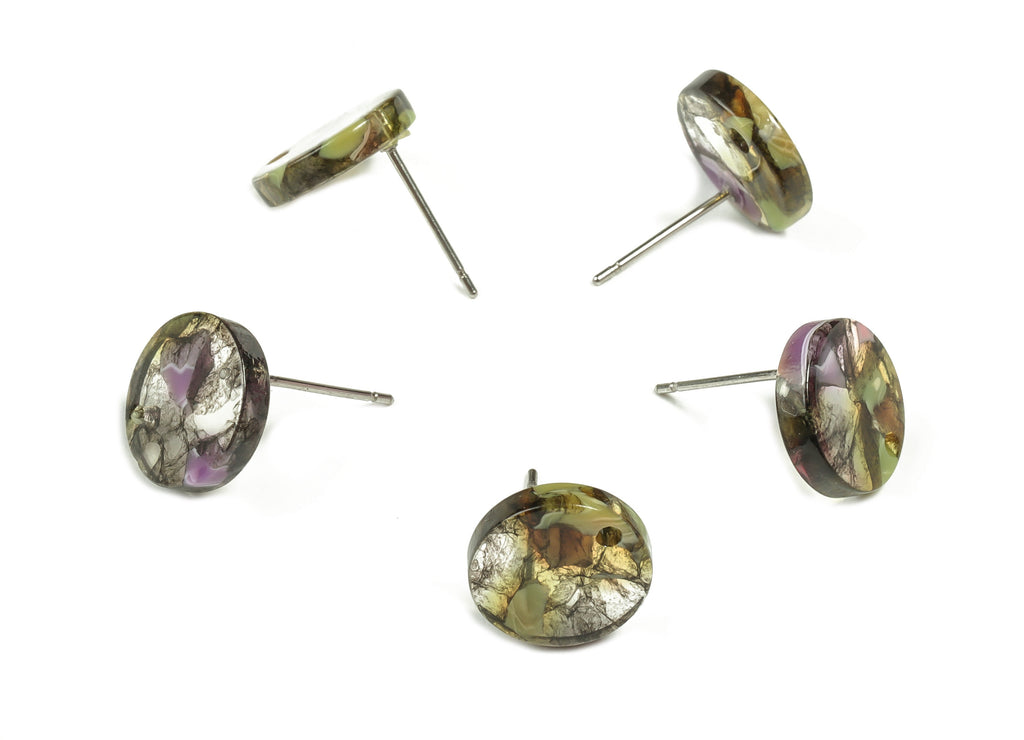 Acetate Round Earring Stud - Round Earring Post and Stud - Earring Findings  - Color Code: A167 - 11.91x11.91x2.6mm - AC1523-A167 - DOMEDBAZAAR