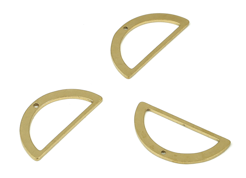 Brass Semi Circle Connectors - Brass D Shape Charms - Brass Earring Findings - Raw Brass Half Moon Charms - 21.75x11.02x0.79mm - PP4274 - DOMEDBAZAAR