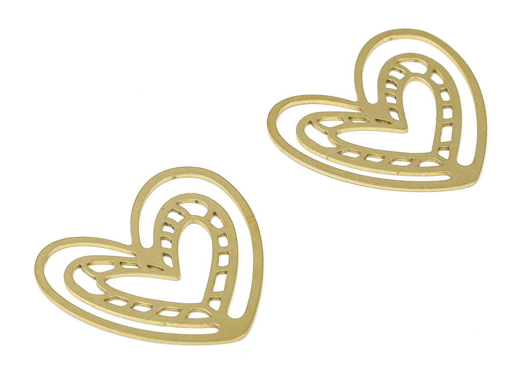 Raw Brass Heart Charms - Tiny Heart Charms - Mini Heart Charms - Brass Findings – Jewelry Making Supplies - 29.93×27.86×0.69mm - PP4282 - DOMEDBAZAAR