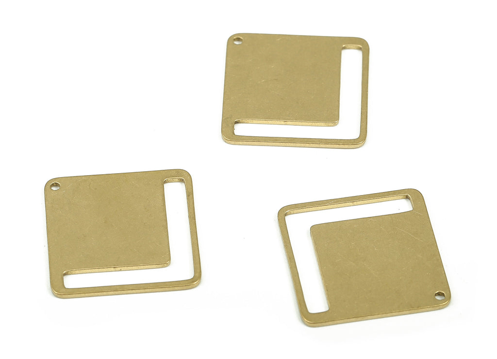 Personalized stamping blank - Brass Square Earrings Connectors - Raw Brass Square Pendant Charms  -17.13x7.13x0.81mm- PP4338 - DOMEDBAZAAR