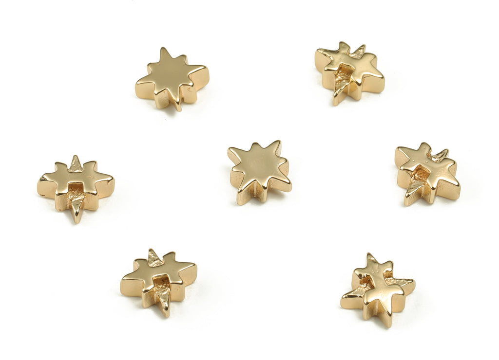 Star Spacer Bead - Brass Star Charms - Gold Star Pendant - 18K Real Gold Plated Brass - Jewelry Making Supplies - 6.3x6.07x2.76mm - RGP3933 - DOMEDBAZAAR