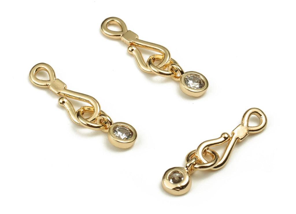 Brass Knot Earring Charms With Zircon - Gold Knot Pendant - 18K Real Gold Plated Brass - Jewelry Making Supplies - 19.23x4.79x1mm - RGP3937 - DOMEDBAZAAR