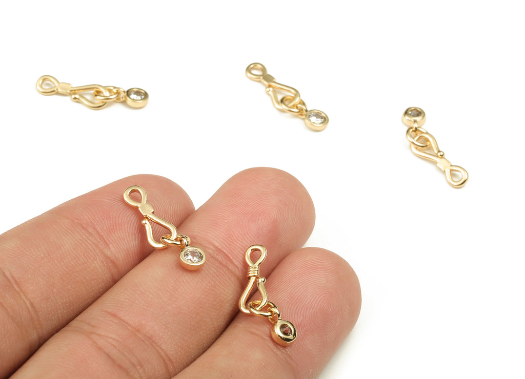 Brass Knot Earring Charms With Zircon - Gold Knot Pendant - 18K Real Gold Plated Brass - Jewelry Making Supplies - 19.23x4.79x1mm - RGP3937 - DOMEDBAZAAR