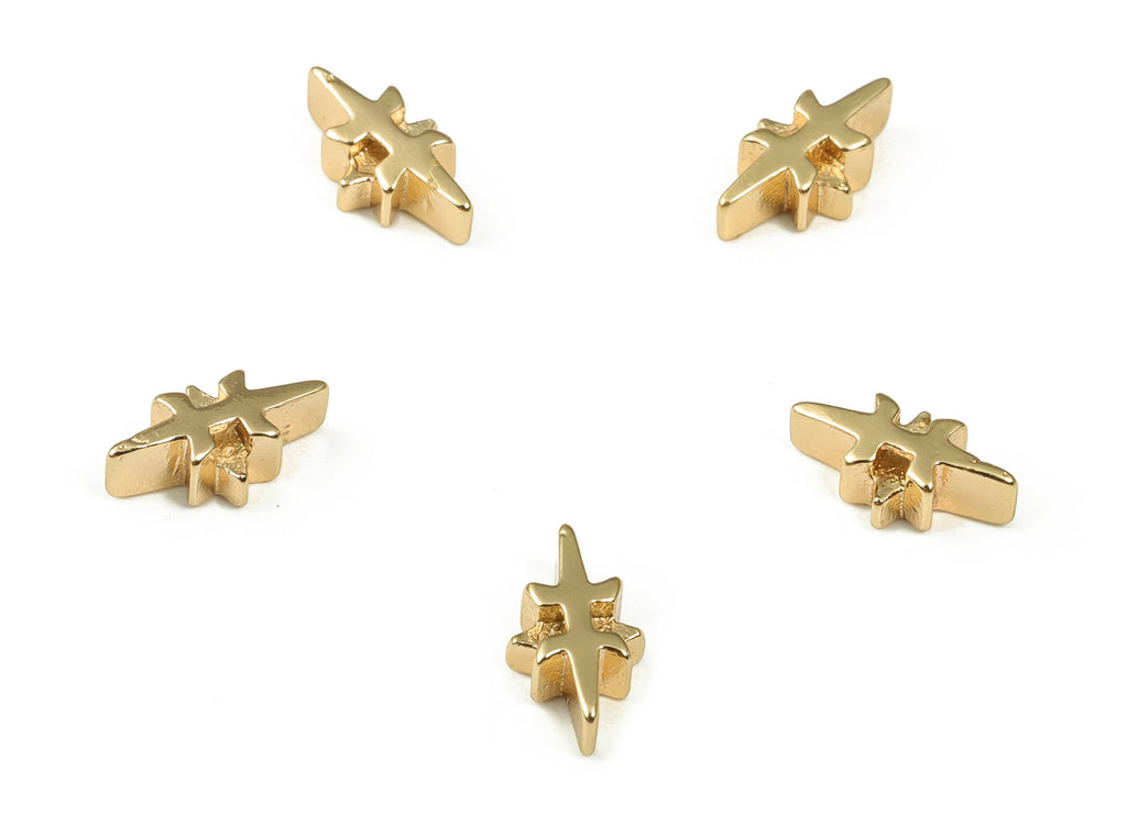 Star Spacer Bead - Brass Star Charms - Gold Star Pendant - 18K Real Gold Plated Brass - Jewelry Making Supplies - 8.76x4.84x2.85mm - RGP3932 - DOMEDBAZAAR