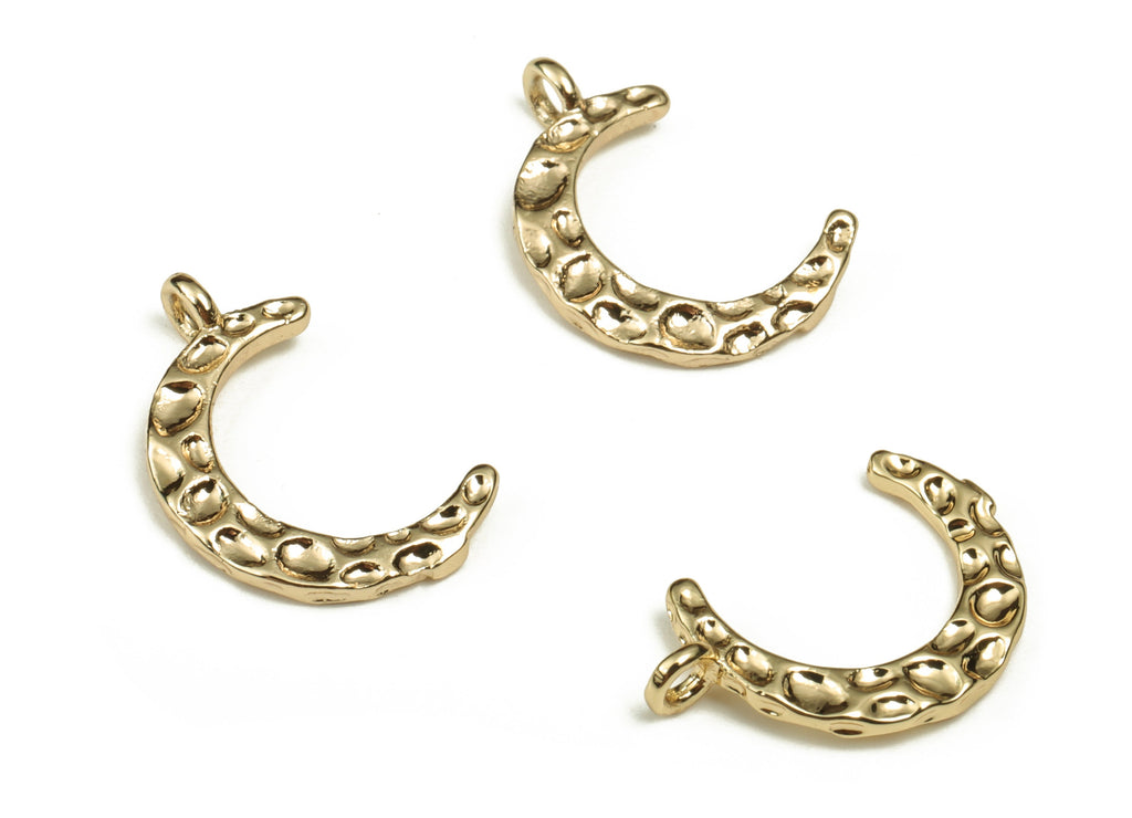 Brass Crescent Earring Charms - Gold Moon Pendant - 18K Real Gold Plated Brass - Jewelry Making Supplies - 14.03x9.18x1.27mm - RGP3928 - DOMEDBAZAAR